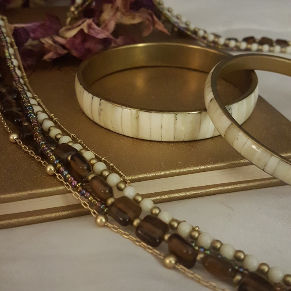 Multi-strand Necklace & Cuff Bracelet Set